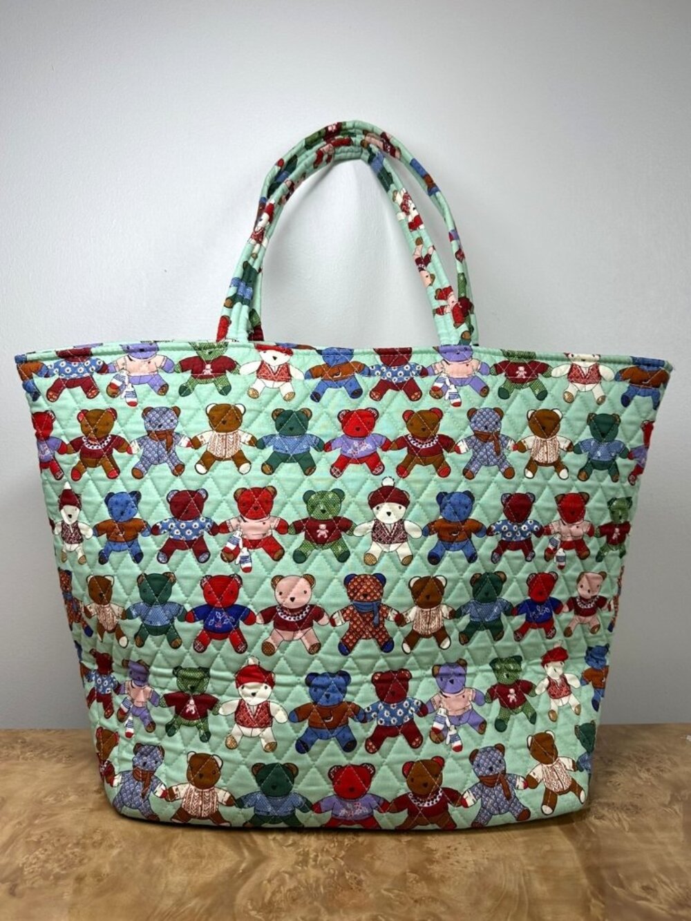 Vera Bradley Toasty Teddies Essential Grand Tote Quilted Cotton Teddy Bear Bag